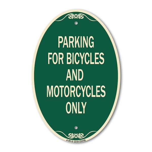 Signmission Parking for Bicycles and Motorcycles Only, 12 In X 18 In Architectural Oval, Heavy Gauge Aluminum A-OV-G-1218-23448 - main
