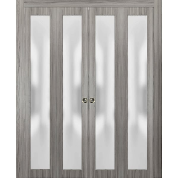 Sartodoors Sliding Closet Double Bi-fold Doors Planum 2102 Solid Core Modern Interior PLANUM2102DBF-GA-72 x 96 (4* 18x96) - main