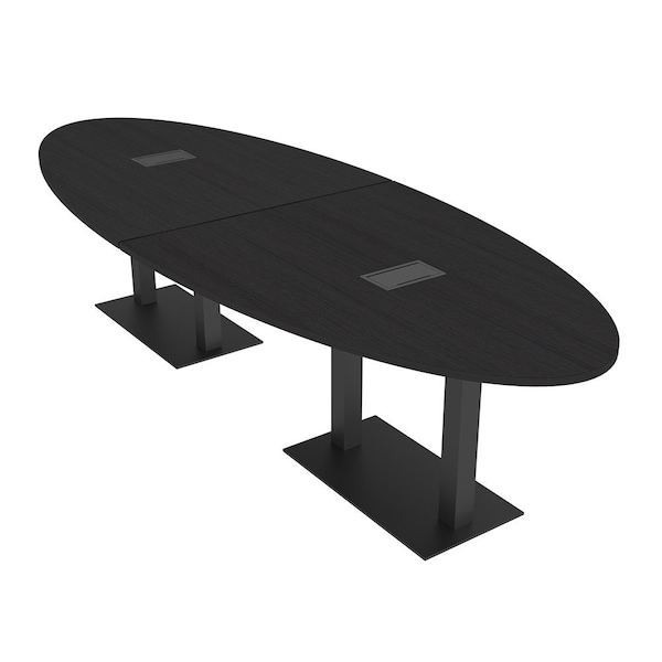 Skutchi Designs Oval Conference Table With Power Unit, 48 in W, 120 in L, Black HAR-OVL-48X120-DOU.BK-U999ST19-EBLK - main