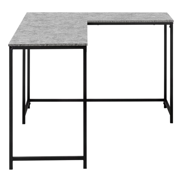 Homeroots 58" Gray and Black Faux Stone Wood And Metal Corner Computer Desk 489985 - main