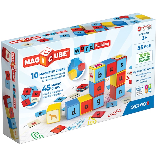Geomag Magicube Word Building Set, Recycled, 55-Piece Set 258 - main