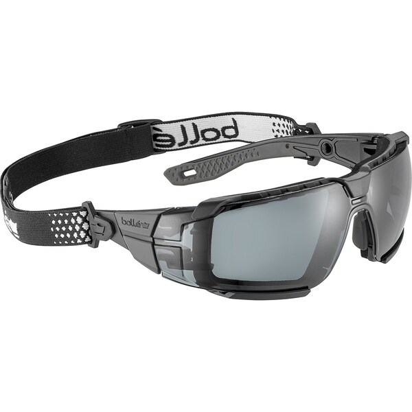 Bolle Safety Rush+, Safety Glasses, Anti-Fog & Anti-Scratch, Smoke Lens, Black/Gray Frame, Frameless RUSXMN20U - main