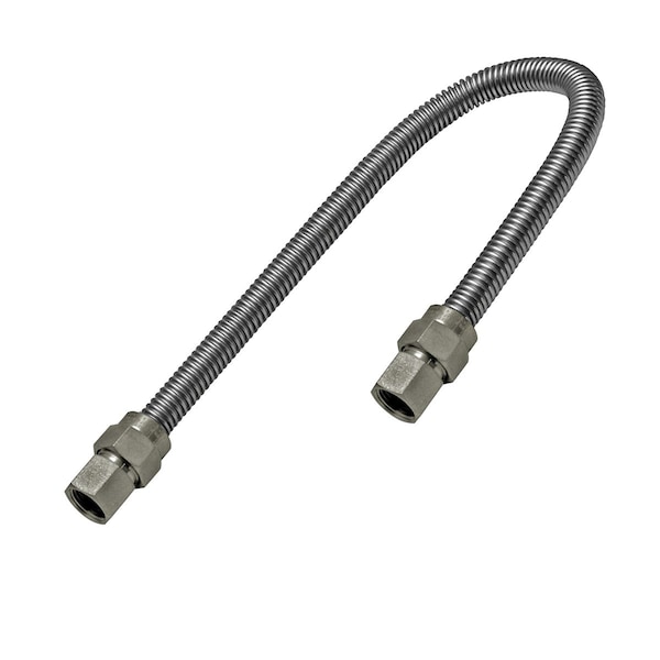 Flextron Gas Line Hose 5/8'' O.D. x 24'' Length with 1/2" FIP Fittings, Stainless Steel Flexible Connector FTGC-SS12-24B - main