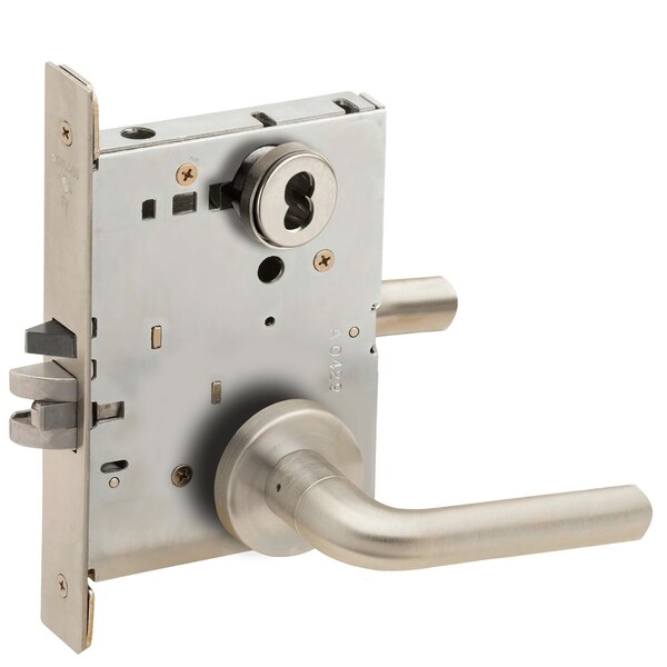 Schlage Grade 1 Entrance Office Mortise Lock, SFIC Prep Less Core, 02 Lever, A Rose, Satin Nickel Plated Cl L9050B 02A 619 - main