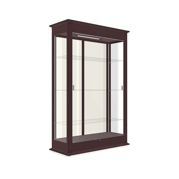 Ghent Varsity Wood Display Case, Lighted, Urban Walnut Oak, Plaque Fabric Back, 77''H x 48''W x 18''D 691K-PB-U - main