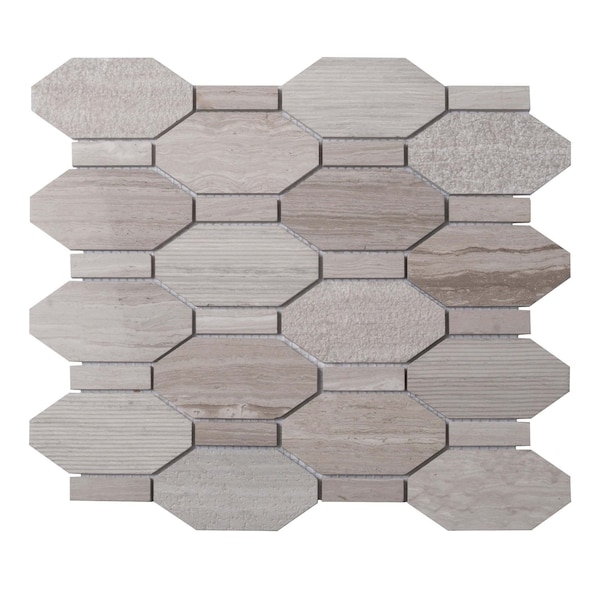 Apollo Tile Wooden Gray 11x12 Marble Polished, Etched Floor and Wall Mosaic Tile 4.66 sqft/case, 5PK APLBL8802WGA - main