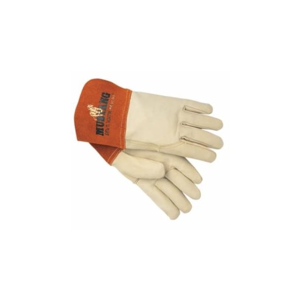 Mcr Safety Mustang Premium Top Grain Cowskin Leather Welding Work Gloves, Large, Beige/Russet, Gauntlet, 12PK 127-4950L - main