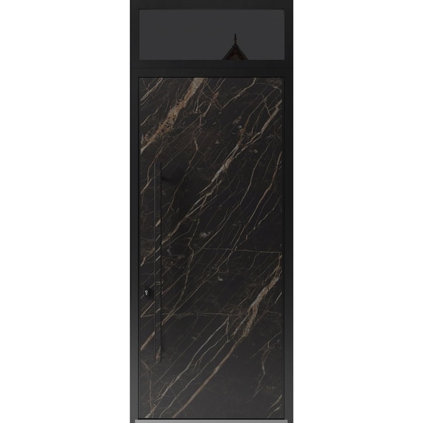 Vdomdoors Steel Door Dekton 0118 Natural Noir 96”/ Top Exterior Window Sidelite Entry Door Painted W36xH96+ DEKTON0118EXD-NOIR-W36xH96+16-RH-I - main