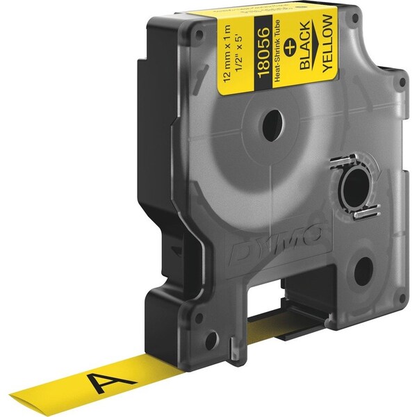 Dymo RHINO (R) Heat Shrink Tube Label 1/2" x 60"H, Black on Yellow 18056 - main