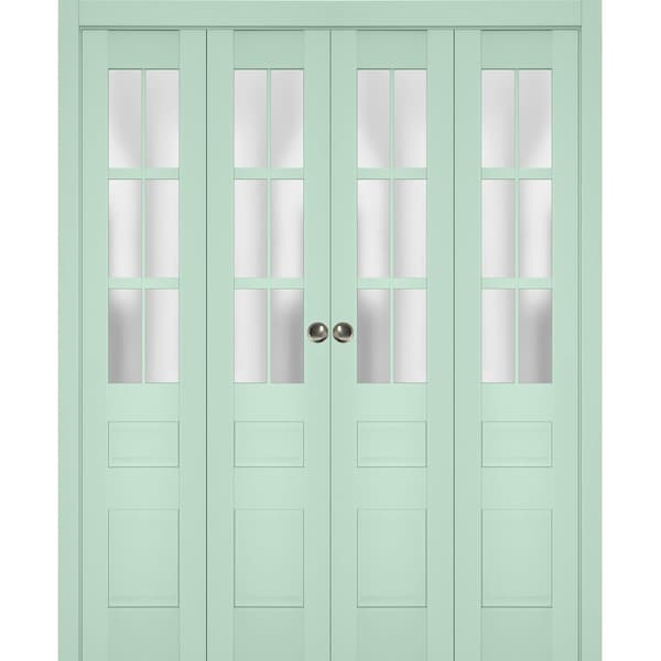 Sartodoors Sliding Closet Double Bi-fold Doors Solid Core Modern Interior VEREGIO7339DBF-OLI-96 x 80 (4* 24x80) - main