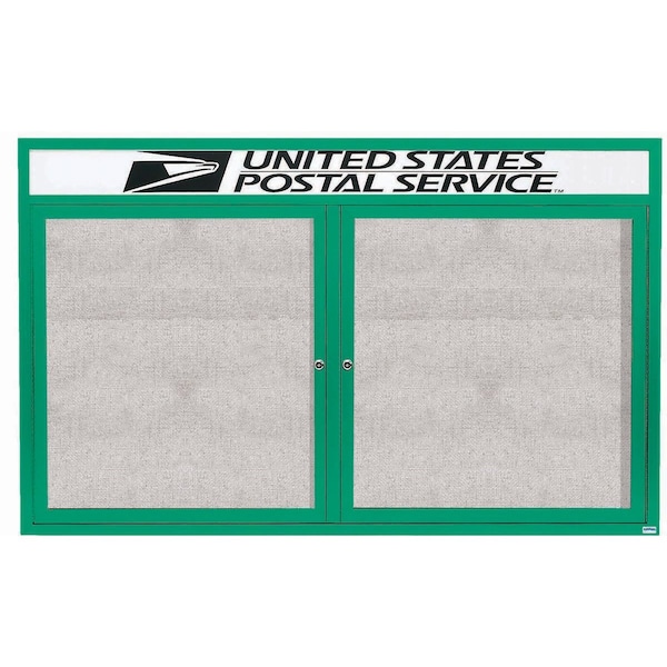 Aarco Outdoor Enclosed Bulletin Board w/ Al Frame Header, Powder Coated Green, Neutral 48''Hx72''W ODCC4872RHG - main