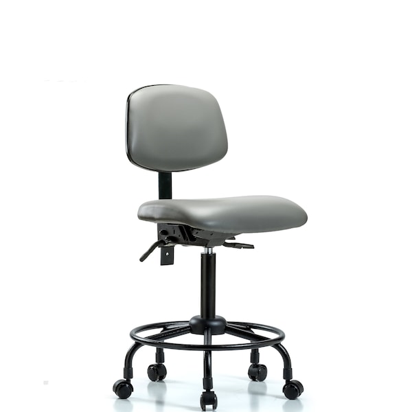 Blue Ridge Ergonomics Vinyl Chair, Med Bench, Round Tube Base, Casters, Sterling BR-VMBCH-RT-T0-A0-RC-8840 - main