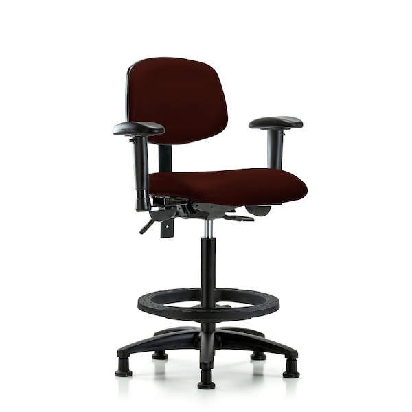 Blue Ridge Ergonomics Chair, Poly, Hi Bench, RT AA Glides, 6-Way Adjustable, 26" to 35" Height, Burgundy BR-VHBCH-RG-T1-A1-BF-RG-8569 - main