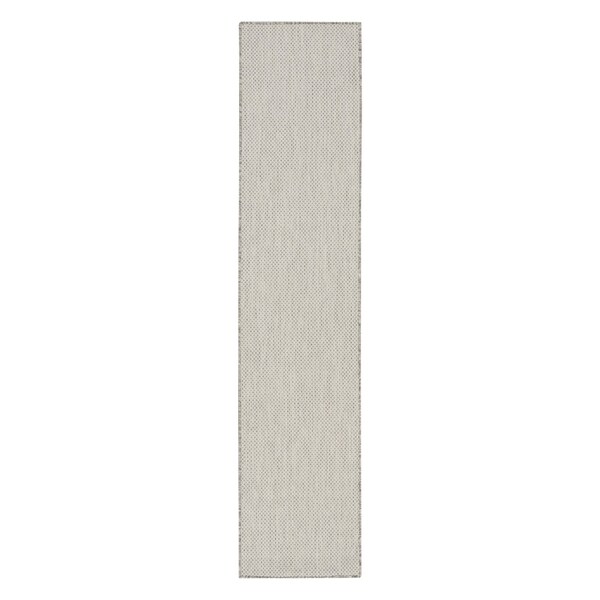 Homeroots 12' Ivory And Silver Geometric Indoor Outdoor Runner Rug 553023 - main