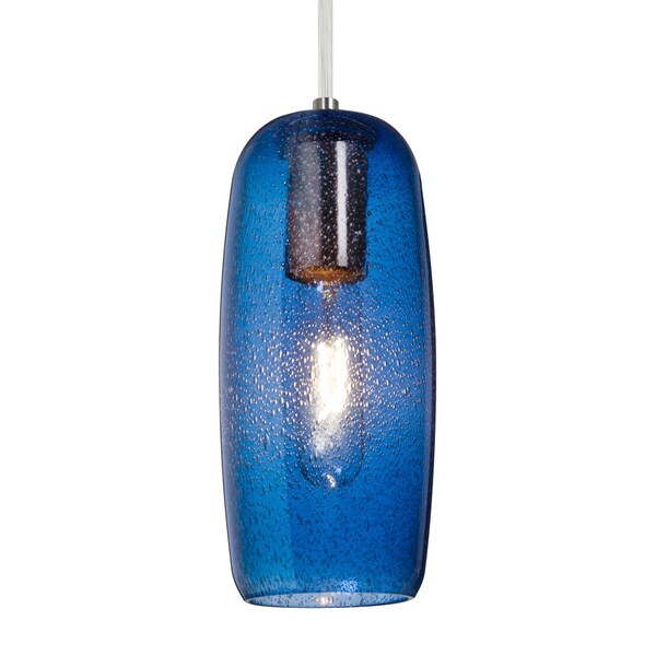 Besa Lighting Besa Pinot 9 Pendant, Blue Bubble, Satin Nickel Finish, 1x 60W MAX E26 Base 1JT-PINOT9BL-SN - main