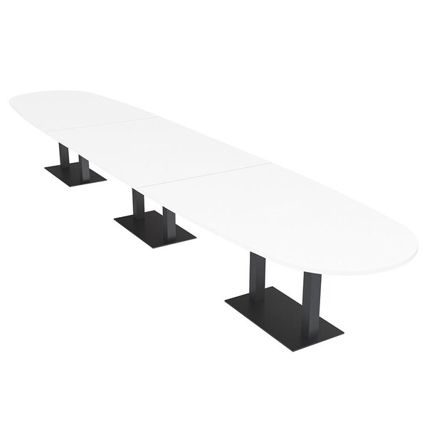 Skutchi Designs Boval Conference Table With Power Unit, 48 in W, 192 in L, White HAR-BOVL-48X192-DOU.BK-W960-NA - main