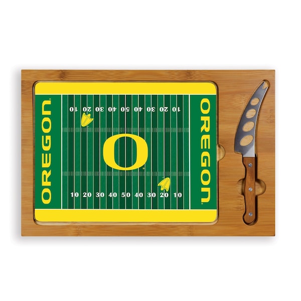Picnic Time Family Of Brands NCAA Oregon Ducks Icon Glass Top Cutting Board & Knife Set 910-00-505-474-0 - main