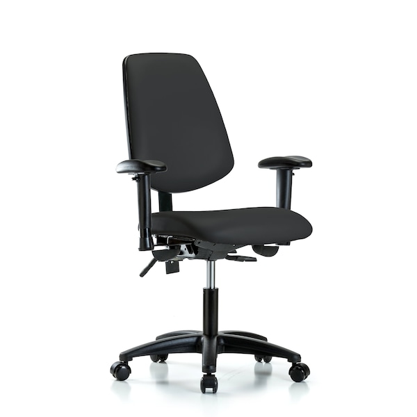 Blue Ridge Ergonomics Desk Chair Adjustable Arms, 18" to 23" Height, Vinyl, Black BR-VDHCH-MB-RG-T0-A1-RC-8540 - main