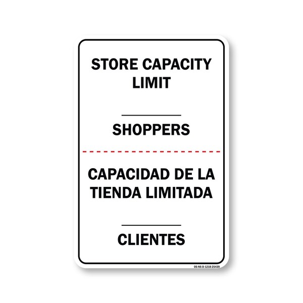 Signmission Public Safety Sign, Store Capacity Limit Shoppers Spanish, 18in X 12in Decal, OS-NS-D-1218-25439 OS-NS-D-1218-25439 - main