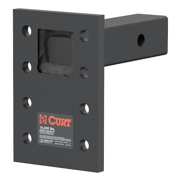 Curt Pintle Mount Plate, Adjustable, Steel, Carbide Powder-Coated, Black 48323 - main