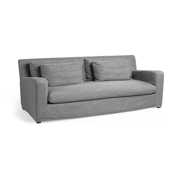 Homeroots 93" Dark Gray Slipcovered Fabric Sofa With Toss Pillows 607322 - main