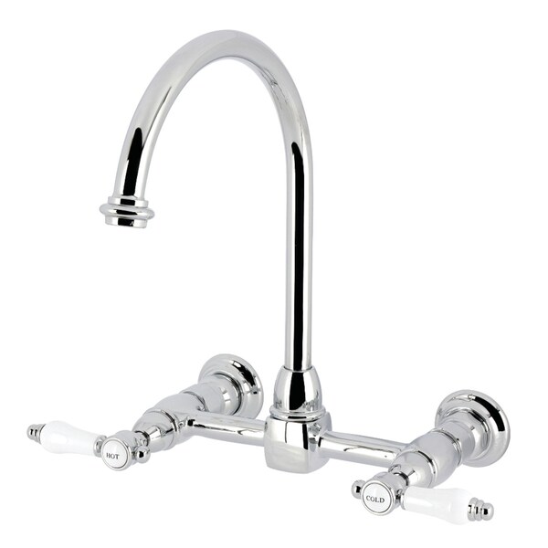 Kingston Brass Two-Handle Wall Mount Bridge Kitchen Faucet, Polished Chrome KS1291BPL - main
