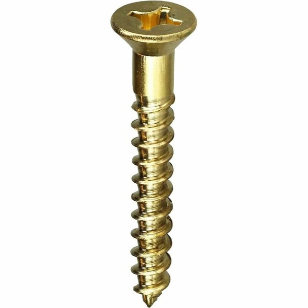 Dottie Wood Screw, #8, 1-1/2 in, Plain Brass Flat Head Phillips Drive, 100 PK PHFWB8112 - main