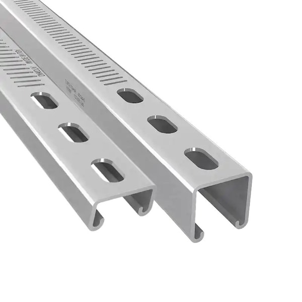 Dakota Systems Single Channel Strut, Slotted, Steel, Galvanized, 20 mm x 5 mm Hole Size, Gray DS-SS131612-30-PG/10 - main