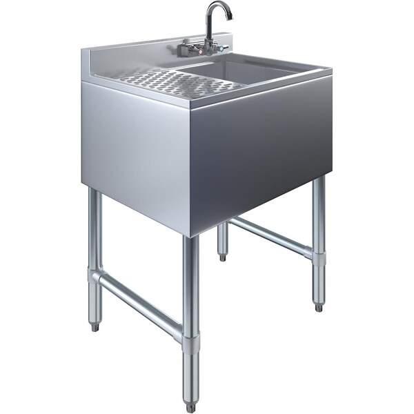 Amgood Underbar Sink, 1 bowl, Stainless Steel, 19 in W x 24 in L x 33 in H SINK BAR S1C-101410-L-F-Z - main