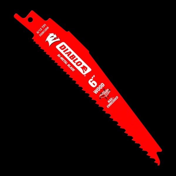 Diablo Reciprocating Saw Blade, Nail-Embedded Wood, Bi-Metal, 6 in, 6/12 TPI, 25 Pack DS0612BW25 - main