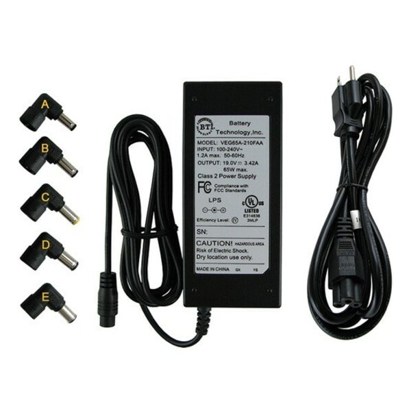 Battery Technology 65W Universal Ac Adapter For Various Acer, Asus, Compaq, Fujitsu, AC-U65W-5X - main