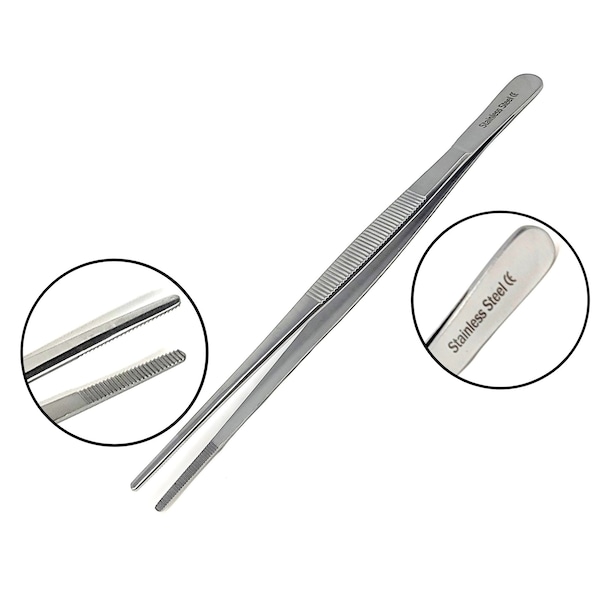 A2Z Scilab Culinary Tweezers, Blunt Serrated Jaws, 6 Inch, Stainless Steel Tongs A2Z-ZR1033 - main