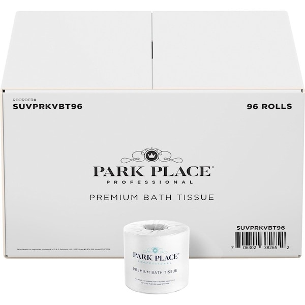 Park Place Double-ply Premium Bath Tissue Rolls, 2 Ply, 420 Sheets/Roll, Embossed Pattern, White, 1 Carton PRKVBT96 - main