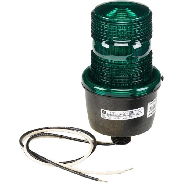 Federal Signal Low Profile Warning Light, Strobe, Green LP3M-120G - main