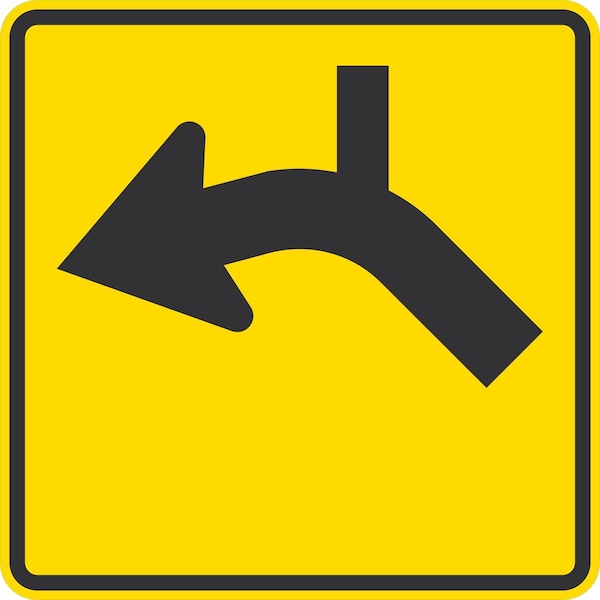 Lyle Left Curve and Side Road (with Sharp Turn), 30x30, Diamond Grade, Yellow G-15144-DG_30x30 - main
