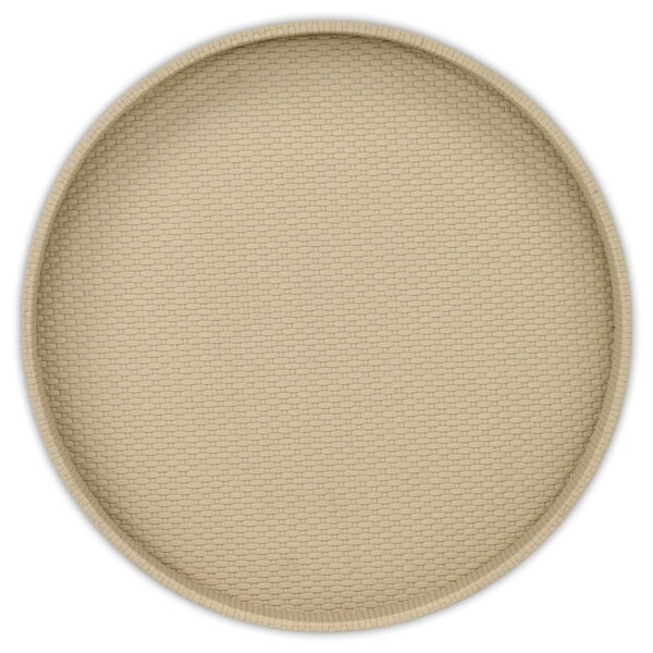 Homeroots 15in Taupe Faux Wicker Round Serving Tray 713545 - main