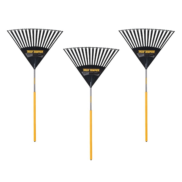 True Temper 48 in. Wood Handle Poly Leaf Rake, 15-Tine, 3-Pack 10000-07609 - main