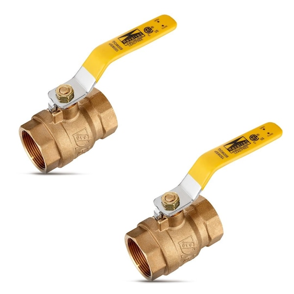 Revalved 2" Brass Ball Valve 600 WOG Female Threaded NPT Full Port, Lead-Free, PK2 REV200TH-2PK - main