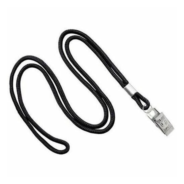 Brady LANYARD STANDARD, BLACK, ROUND WOVEN LANYARD W/NICKEL PLATED STEEL BULLDOG CLIP 2135-3251 - main