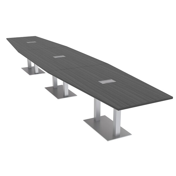 Skutchi Designs Hexagon Conference Table With Power Unit, 48 in W, 216 in L, Grey HAR-HEX.IR-48X216-DOU-WA7949-ESIL - main