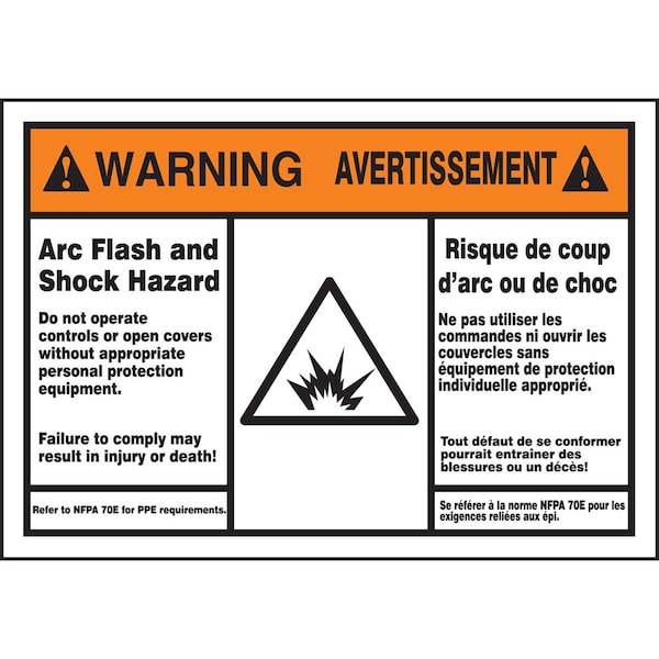 Accuform BILINGUAL ANSI WARNING ARC FLASH FBLSPS370 - main