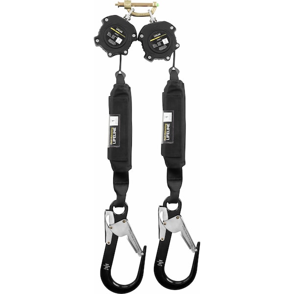 Ironwear 6' Twin Leg Self Retracting Lifeline, Non Swivel Rebar Hooks 2206D-ARH-NS - main