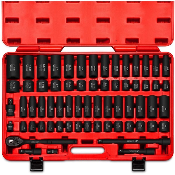 Neiko 0.5 in Dr. Impact Socket Set, SAE & Metric, Deep & Shallow 02448A - main