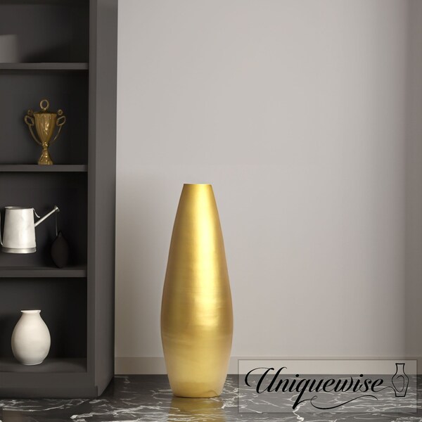 Uniquewise Gold Floor Vase with Natural Mulberry Branches - 31.5in Spun Bamboo Vase & 47in Decorative QI003354G.MB - main