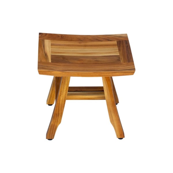 Homeroots 14" Natural Teak Curvilinear Shower Bench 376701 - main