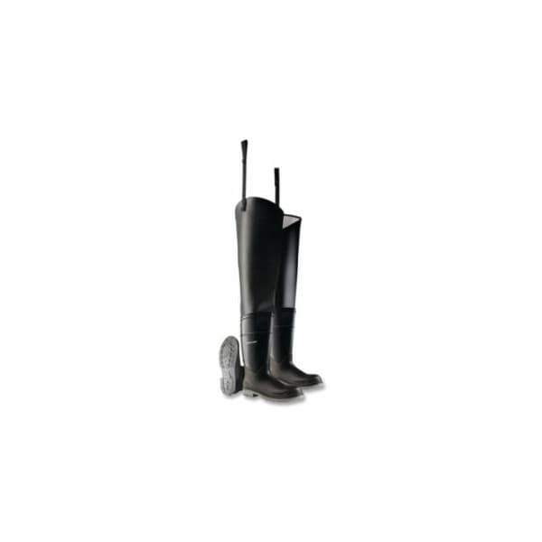Dunlop Protective Footwear Hip Waders, Plain Toe, Steel Shank, Men's 10, 32 in Inseam, Polyblend/PVC, Black 868-8605500.10 - main