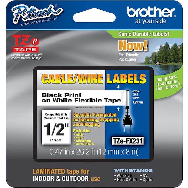 Brother Flag Label, White, Polyester TZEFX231G - main