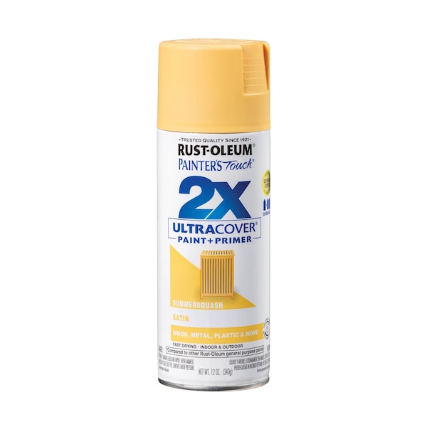 Rust-Oleum Painter's Touch 2X Ultra Cover Spray Paint, Summer Squash, Satin, Solvent, 12 Oz 334079 - main