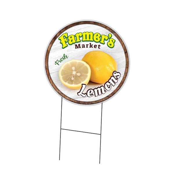 Signmission Farmers Market Lemons Double Sided Corrugated Plastic Circle Yard Sign, C-24-CIR-DS-WS-Lemons C-24-CIR-DS-WS-Lemons - main