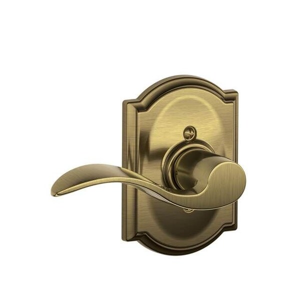 Schlage Residential Right Hand Accent Lever with Camelot Rose Dummy Interior Trim Antique Brass Finish F94ACC609CAMRH - main
